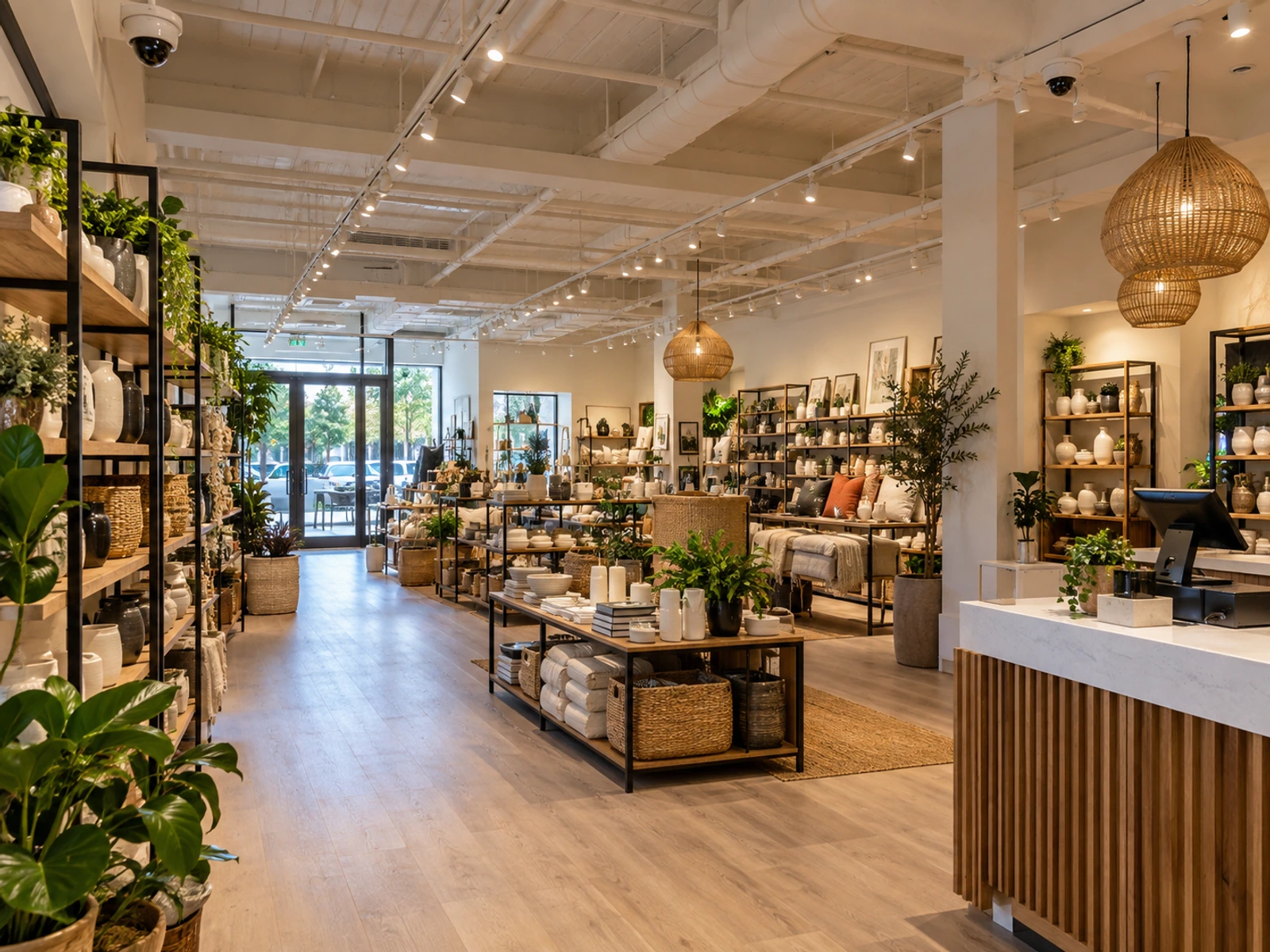 Modern homewares store with security camera coverage