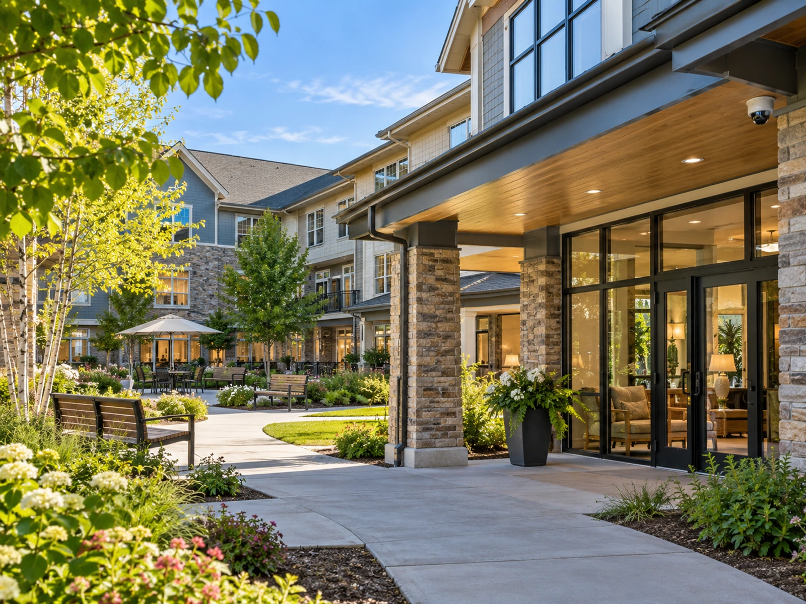 Senior living courtyard