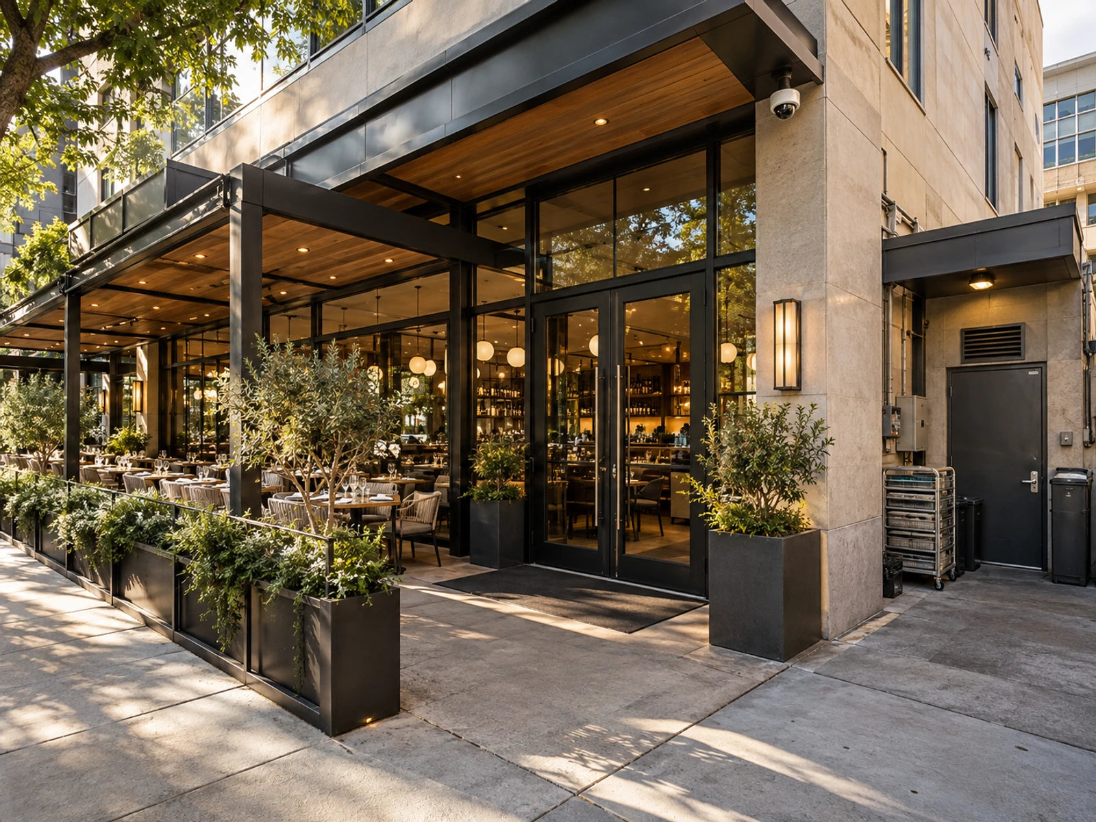 Restaurant entrance and patio