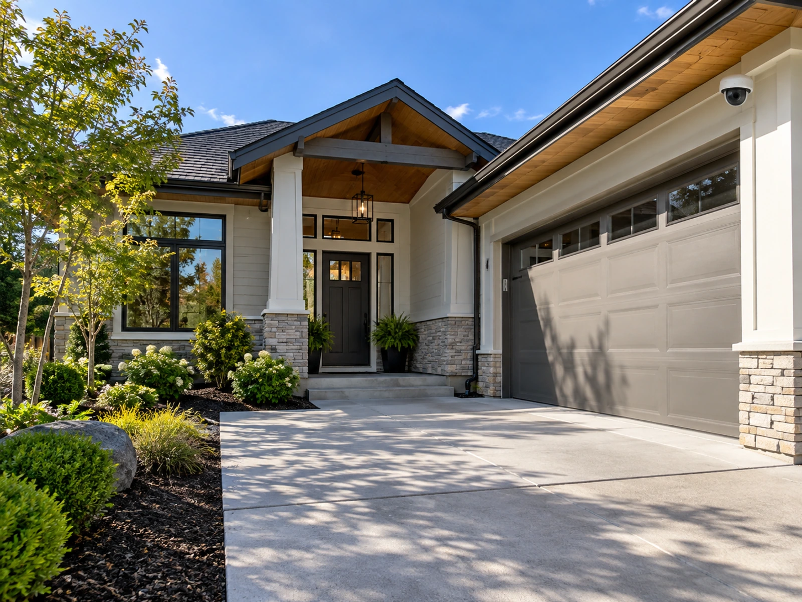 Home entrance with discreet security cameras